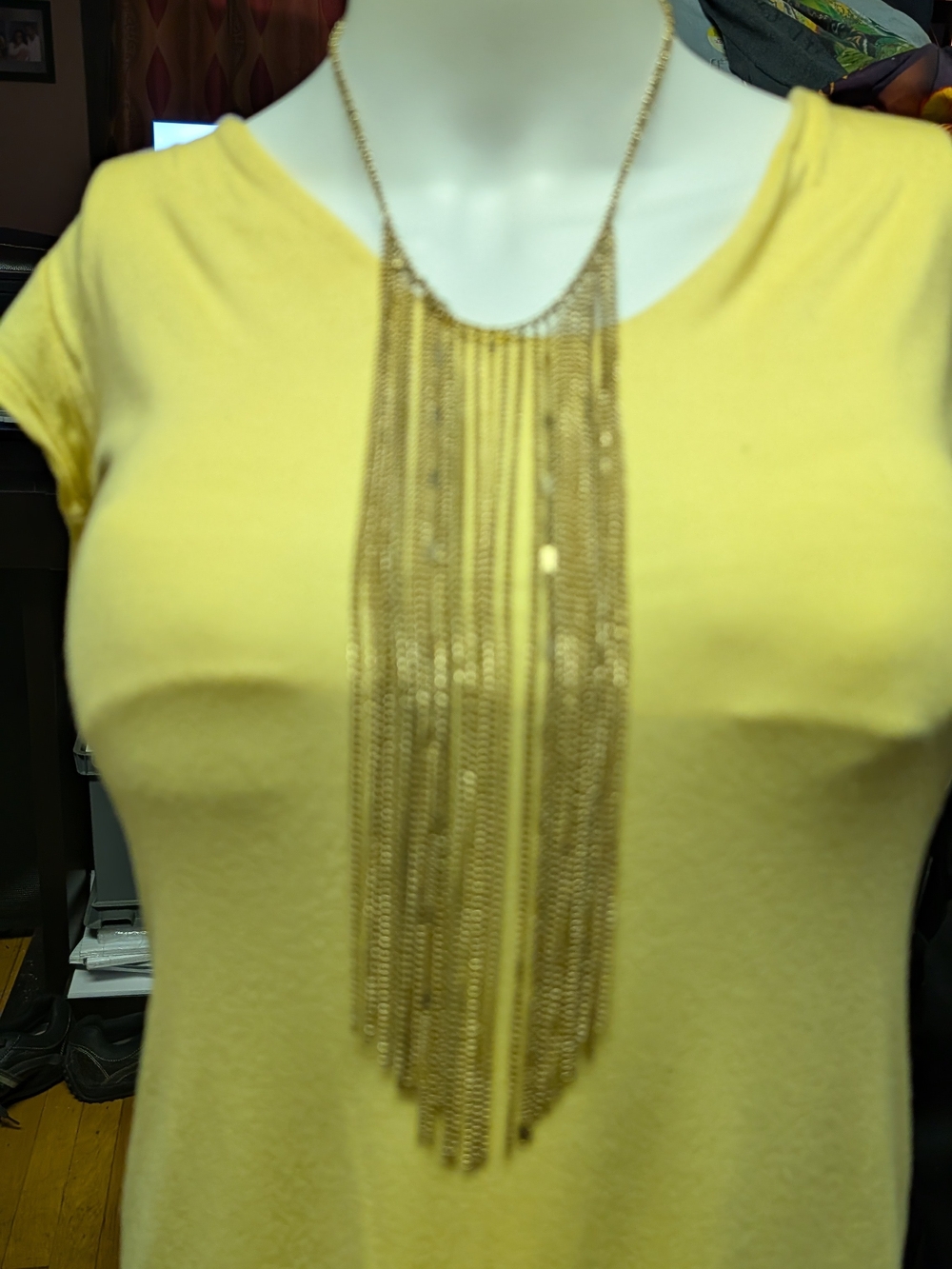 Gold Layered Fringe Statement Necklace - Women's Fashion